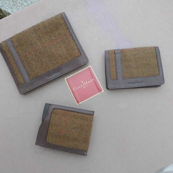 Cole Haan tweed/leather tote bag plus 3 wallets - Picture 7 of 9